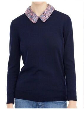 J. Crew Tippi Sweater With Liberty Collar Merino Wool Women’s Size Small